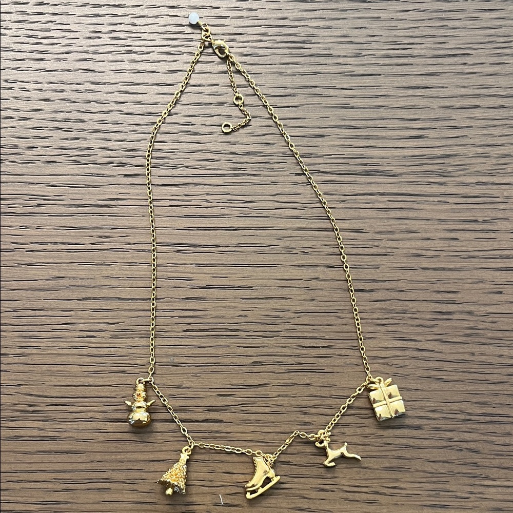 Christmas Gold Charm Necklace NWOT
